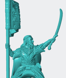 Elf with banner mounted